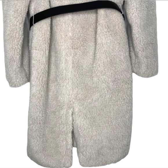 Ba&sh Paris Filip Hooded Teddy Faux Fur Long Ecru with Belt Coat Jacket NWT - Picture 9 of 15